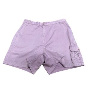 Izod Womens Cargo Shorts Size 12 Pink Mauve Cotton Mid Rise Utility Pockets